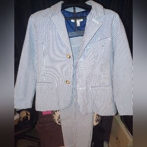 Boys Cherokee Blue and White Seersucker Striped Boys Suit.  Sz 5